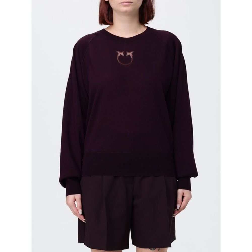 Pinko Women Wool Blend Crewneck Jumper Pinko With Inlaid Love Birds Logo